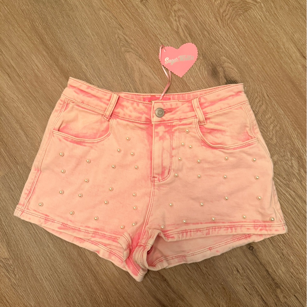 Sugar Thrillz Pink Studded Denim Cutoff Shorts
